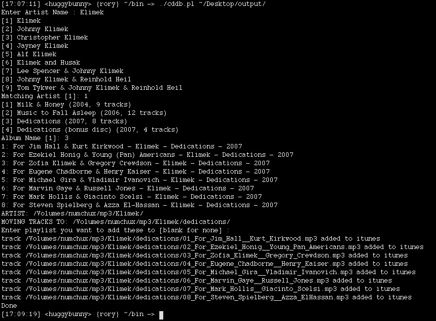 MusicBrainz Script Output